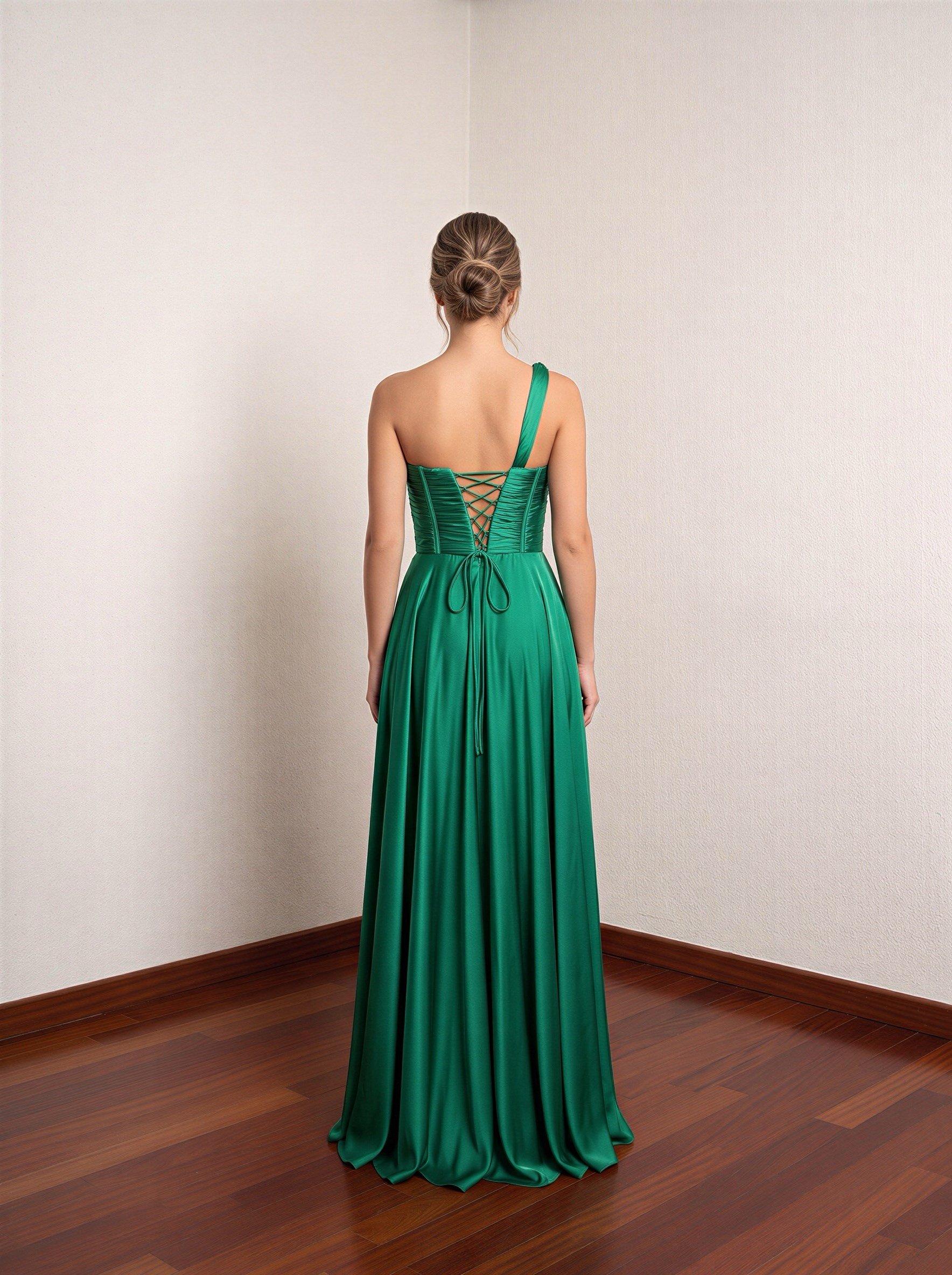 6300SAT TEK OMUZ SEYYAR ASKILI SATEN ABİYE ELBİSE