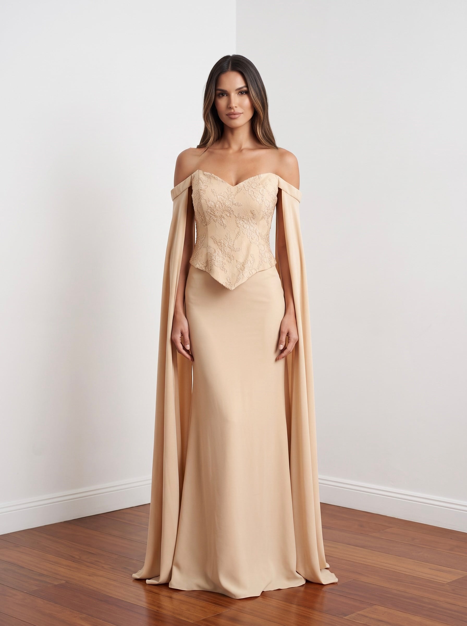 6304CRD DANTEL SATEN  ABİYE ELBİSE