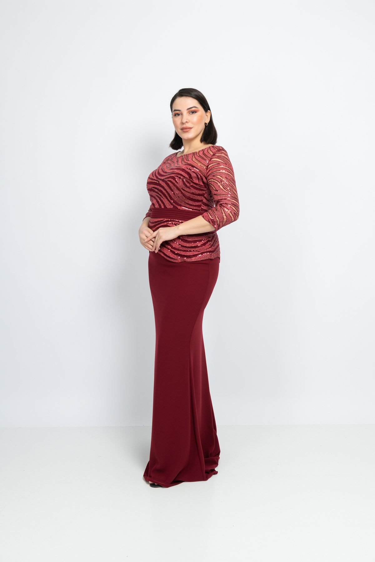 KREP DANTEL BEL PİLİSELİ ELBİSE