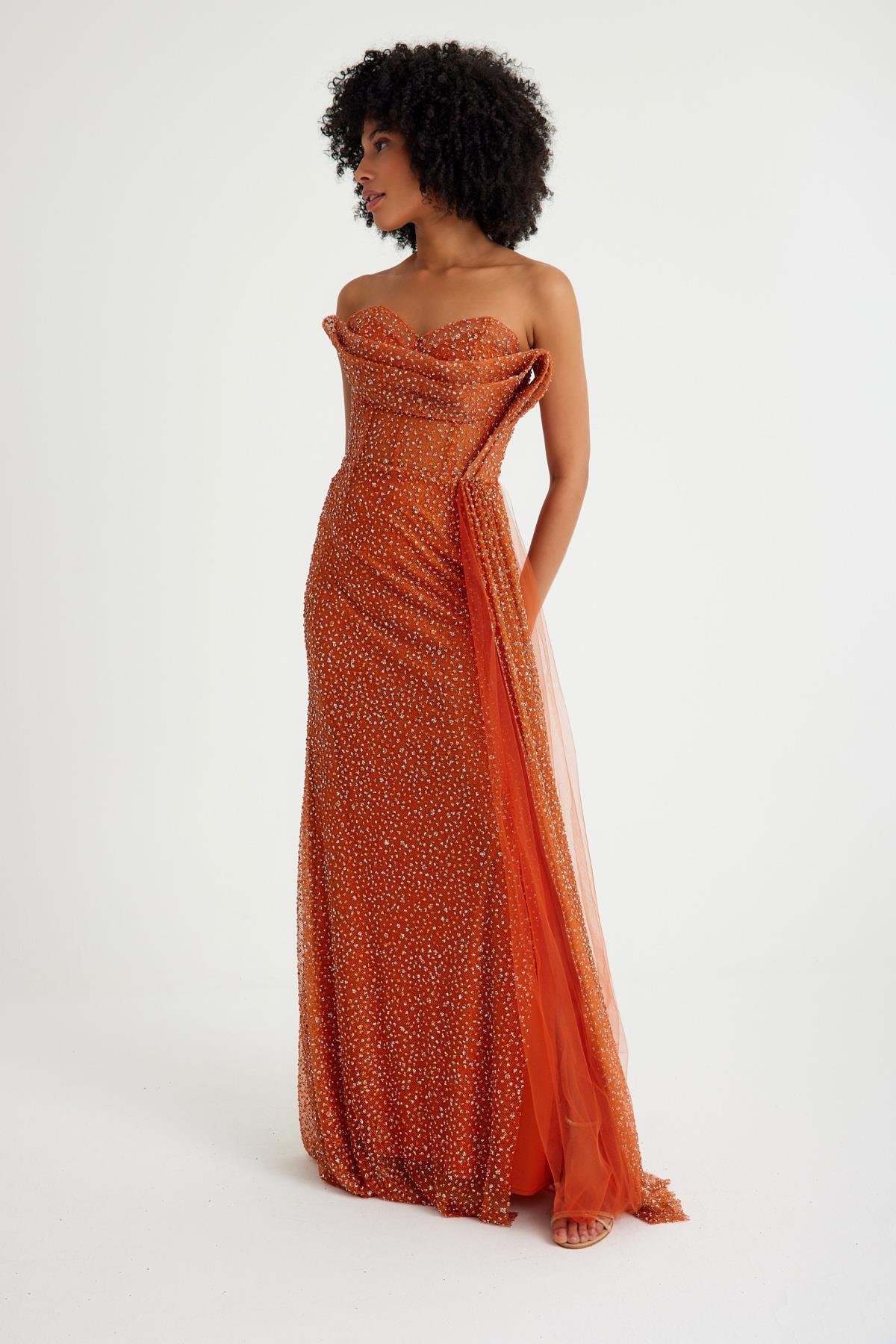 TAŞLI SİMLİ ABİYE ELBİSE