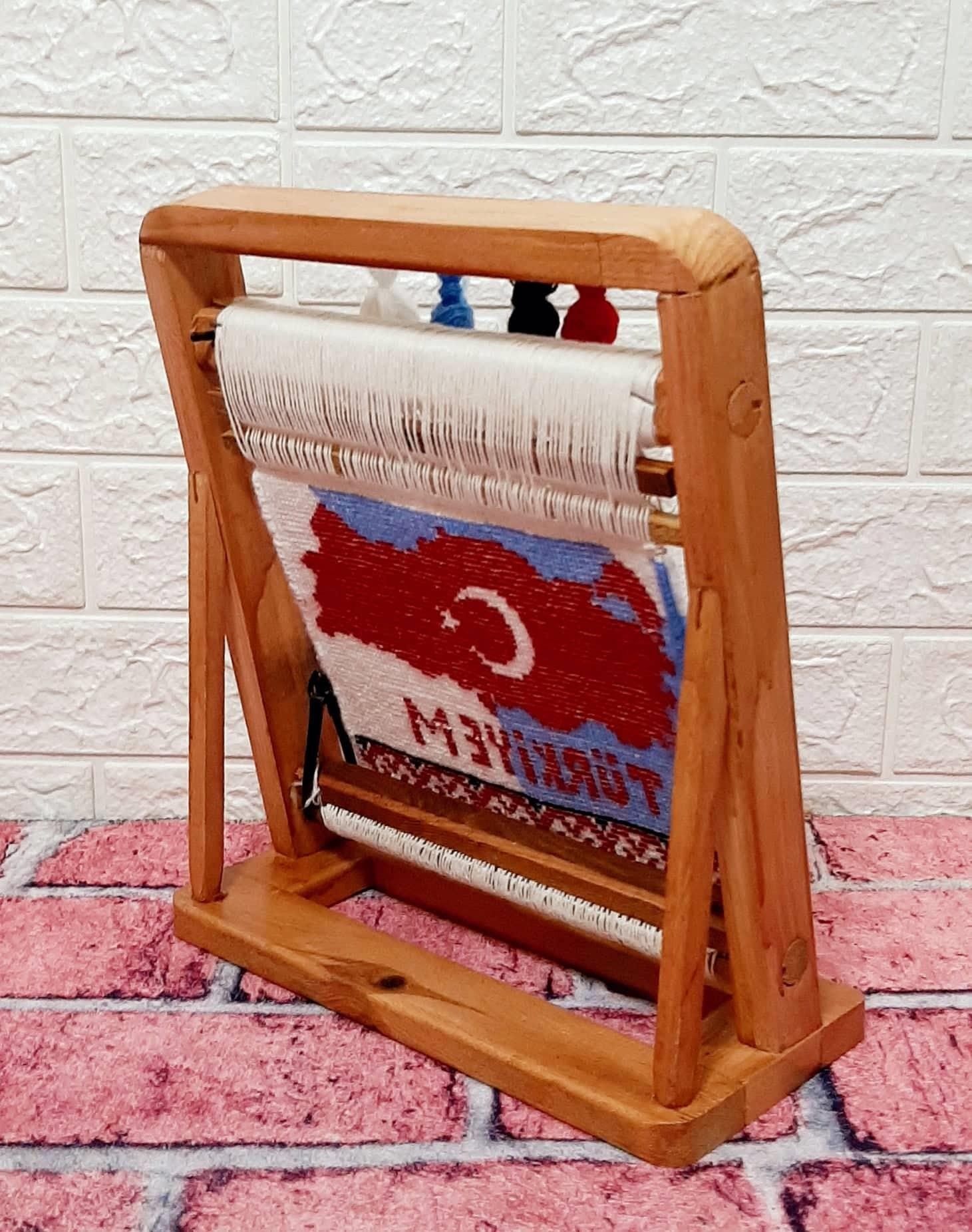 100tel Türkiye Haritası Motifli El Dokuması Hediyelik Minyatür Halı