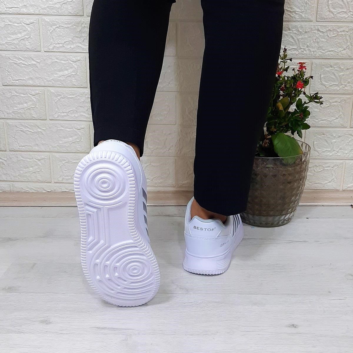 Bestof 074 Beyaz-beyaz Sneaker Düz Taban Hafif Rahat Spor Çift Ayakkabısı