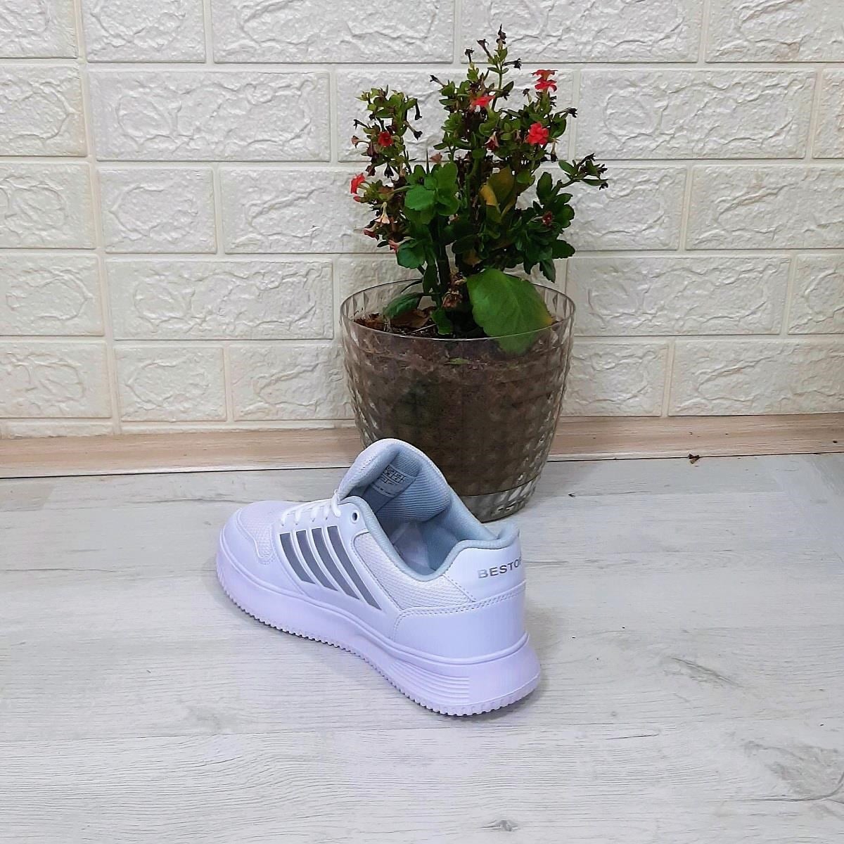 Bestof 074 Beyaz-beyaz Sneaker Düz Taban Hafif Rahat Spor Çift Ayakkabısı