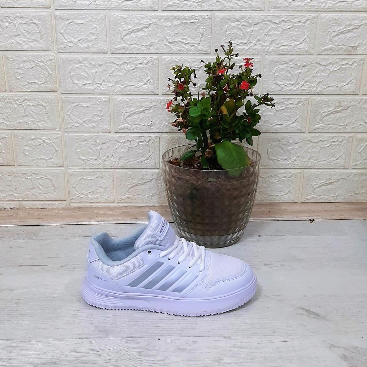 Bestof 074 Beyaz-beyaz Sneaker Düz Taban Hafif Rahat Spor Çift Ayakkabısı