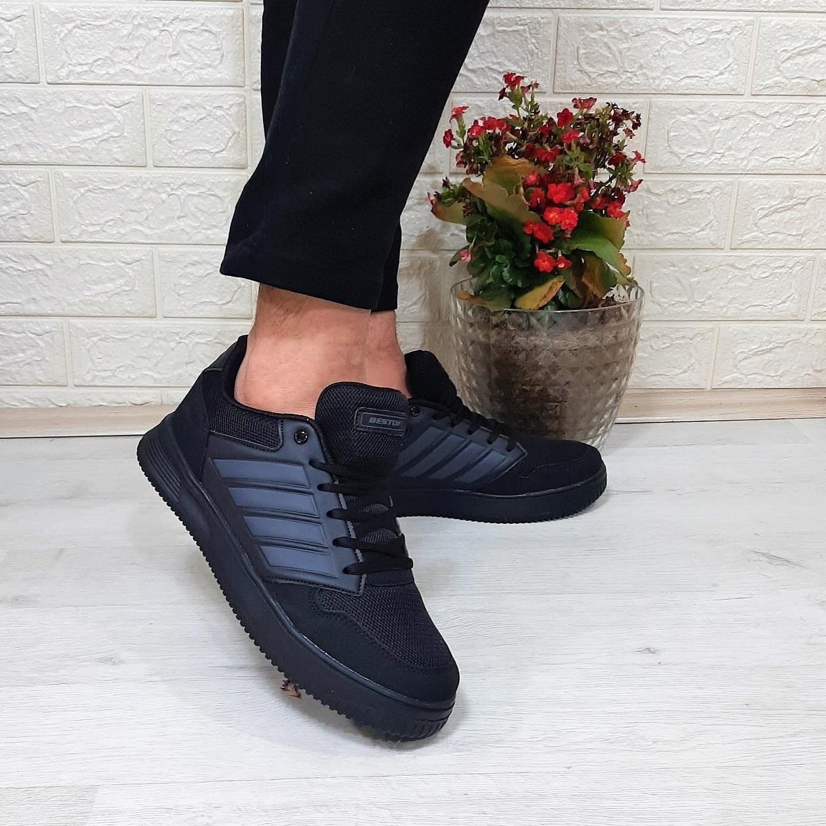 Bestof 074 Siyah-Siyah Sneaker Düz Taban Hafif Rahat Spor Çift Ayakkabısı