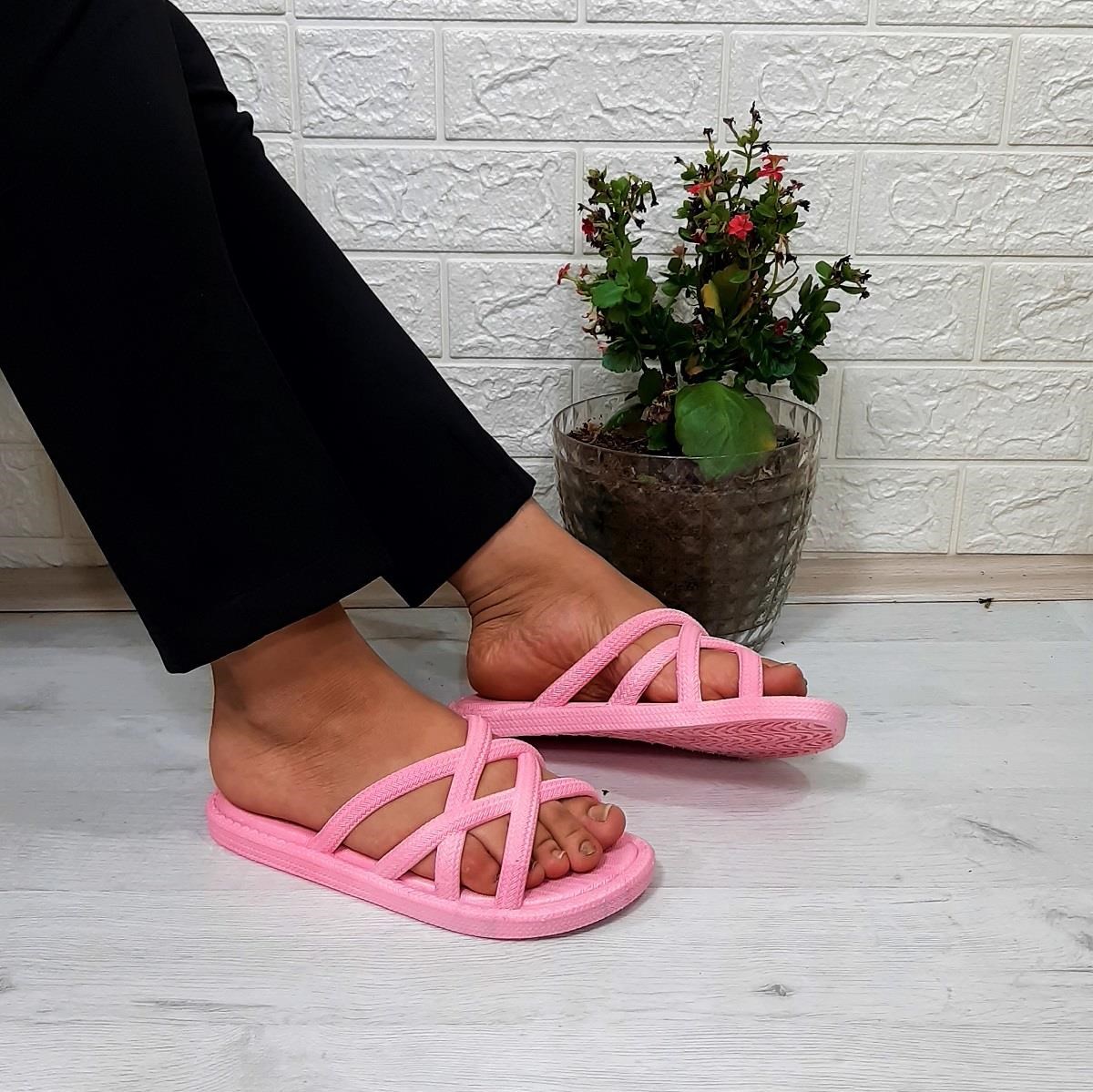 Brn 302 Pembe Ahtapot Hasırlı Kaymaz Havuz Plaj Bayan Terliği