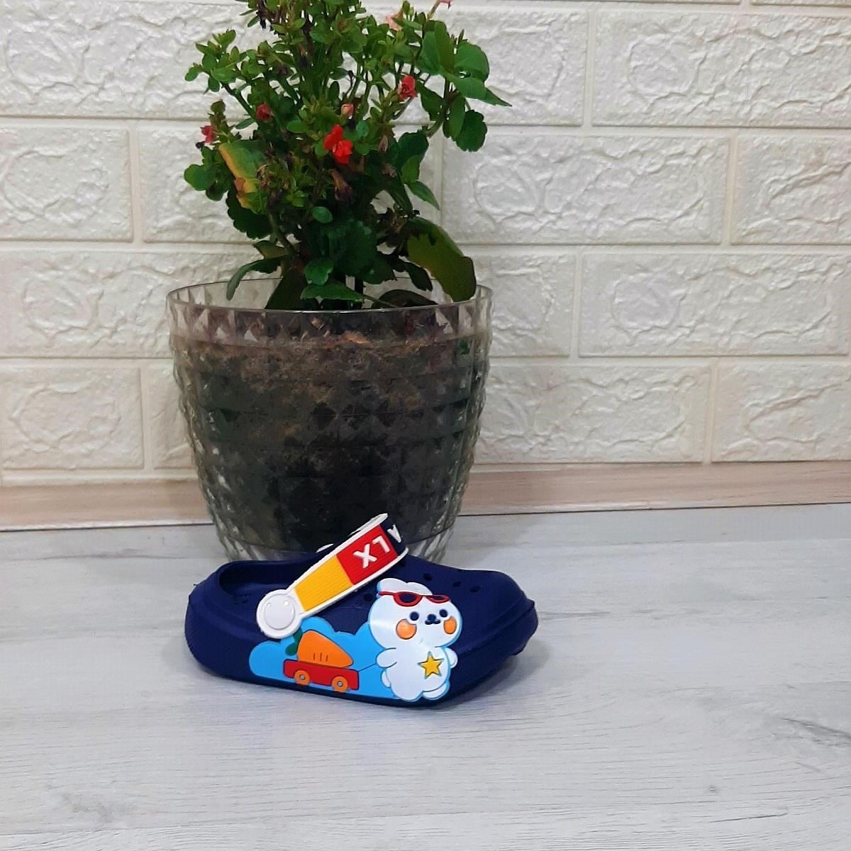 Calx 9041 Lacivert Beyaz crks Tavşan Fifürlü Erkek Çocuk Terlik