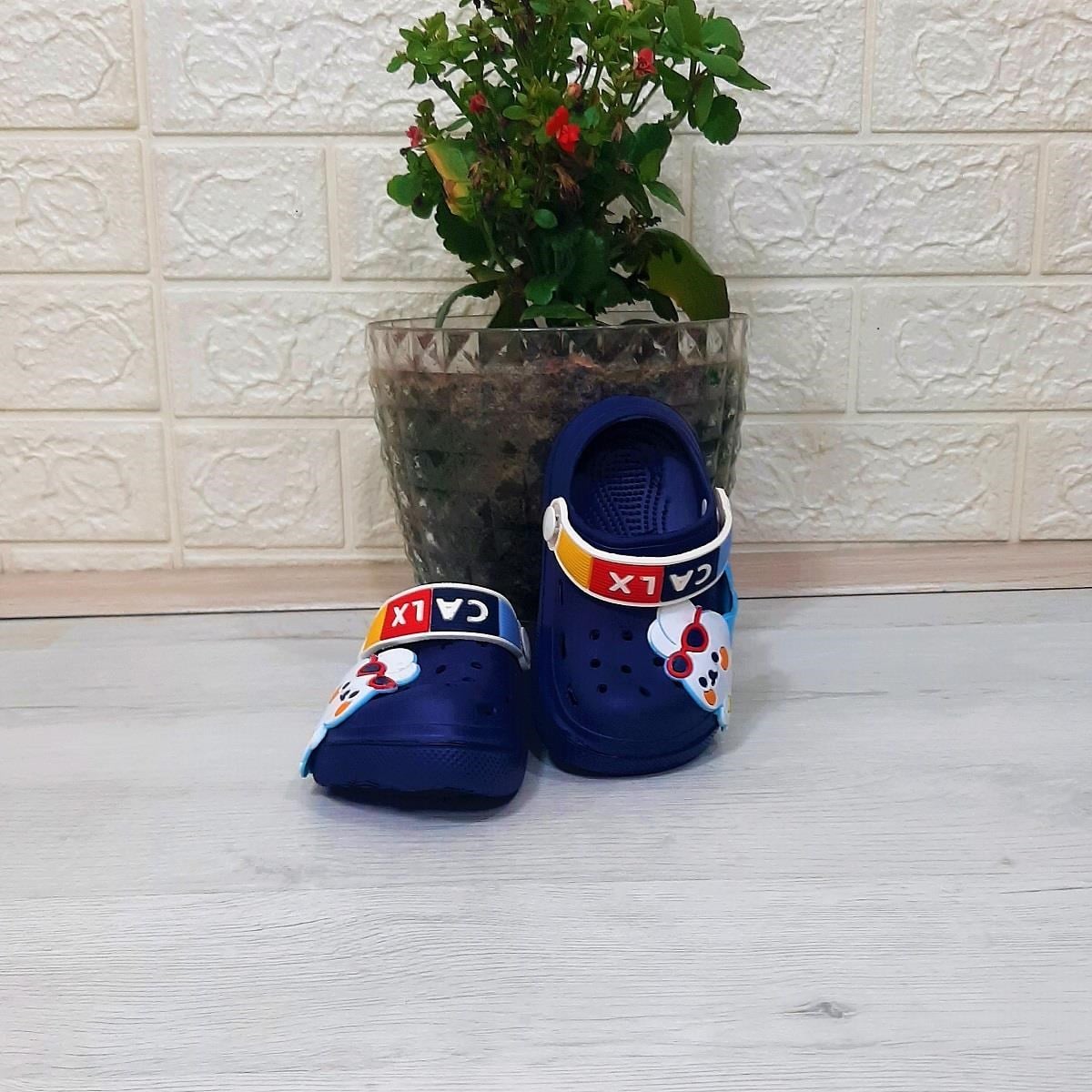 Calx 9041 Lacivert Beyaz crks Tavşan Fifürlü Erkek Çocuk Terlik