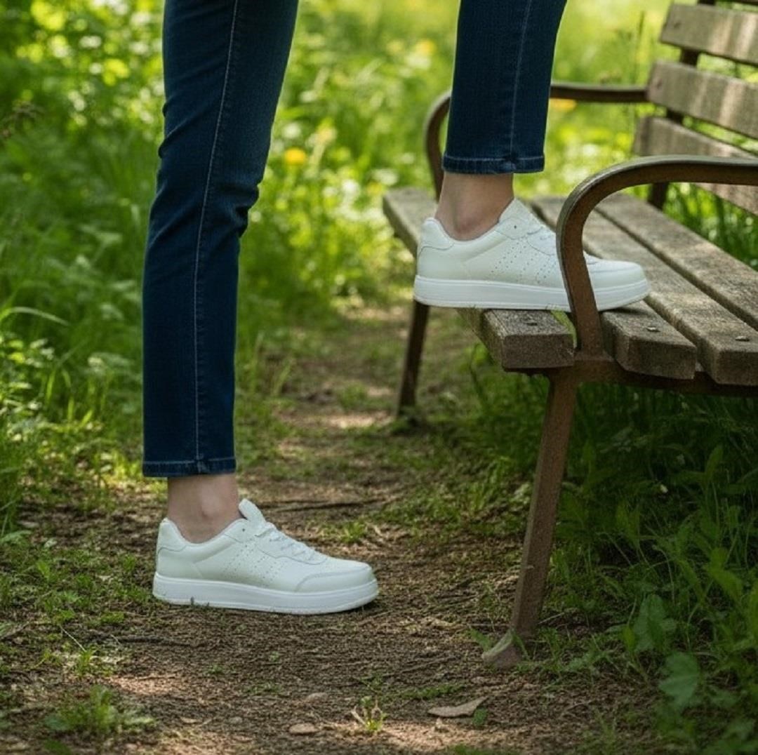 Darkstep 158 Beyaz Cilt Düz Taban Spor Ayakkabı
