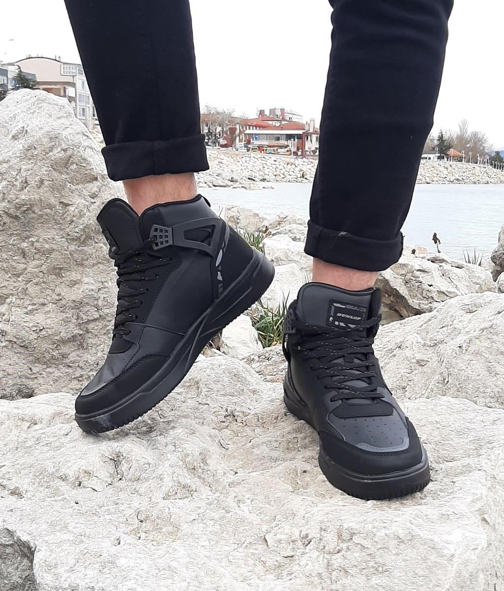 Dunlop 2238-2243 Siyah, Fuspetli Ortapedik Boğazlı  Basket Spor Ayakkabı