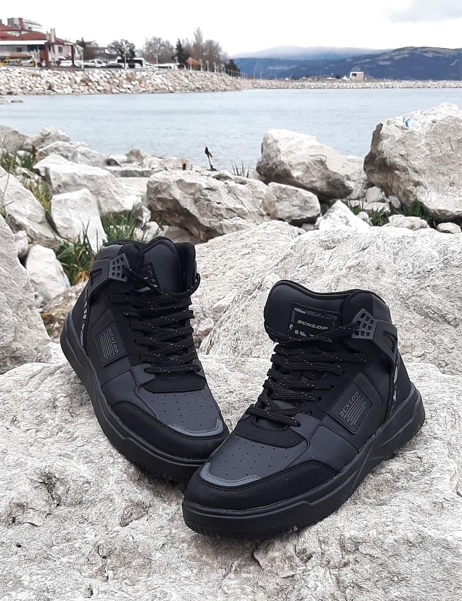 Dunlop 2238-2243 Siyah, Fuspetli Ortapedik Boğazlı  Basket Spor Ayakkabı
