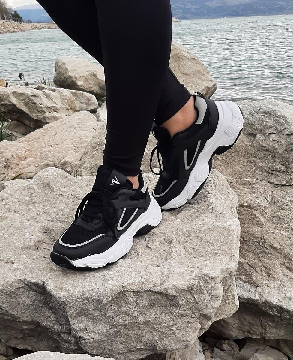 Dunlop 2323 Siyah-Beyaz Renk Fuspetli Kalın Taban Spor Ayakkabı