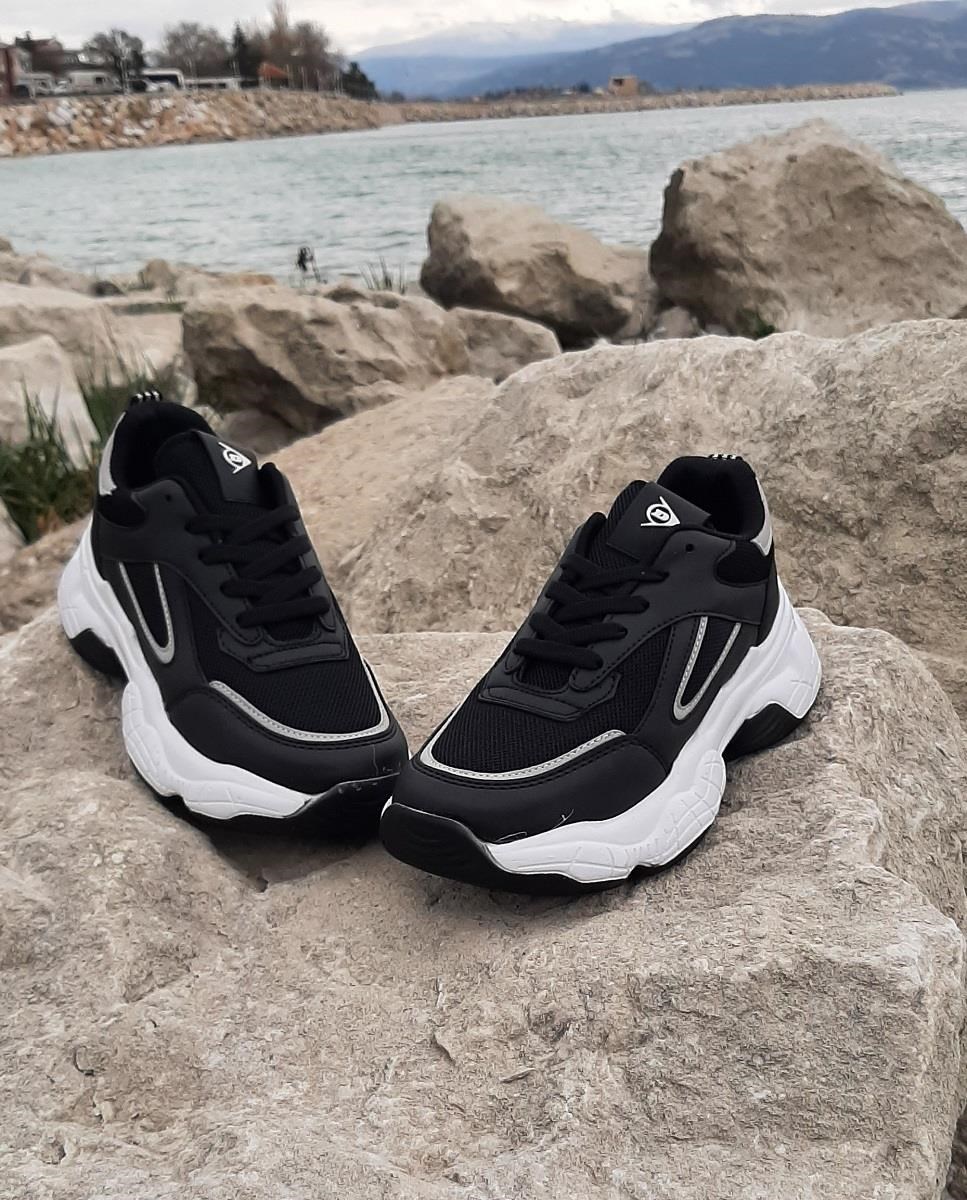 Dunlop 2323 Siyah-Beyaz Renk Fuspetli Kalın Taban Spor Ayakkabı