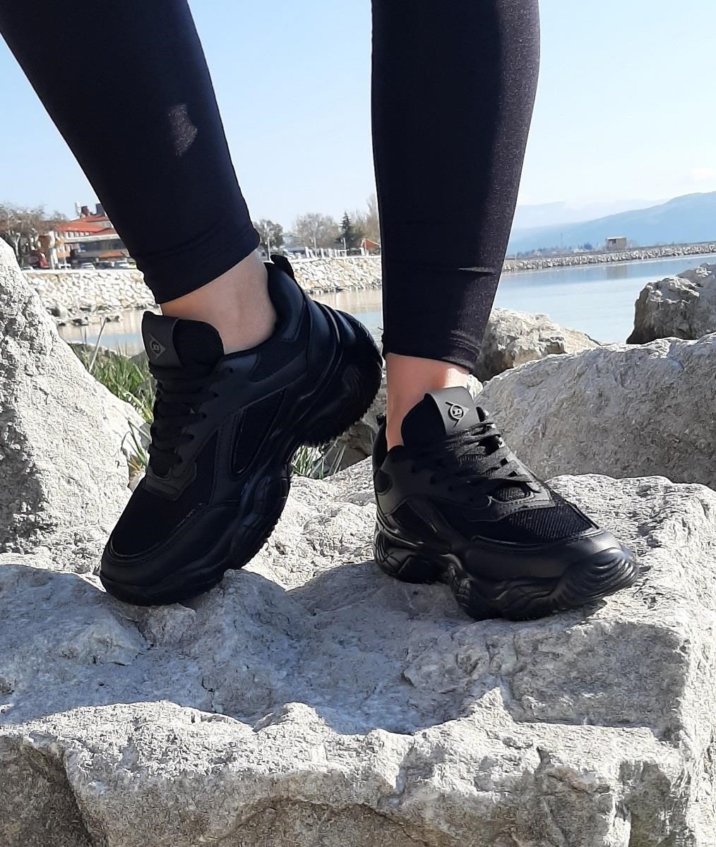 Dunlop 2323 Siyah Renk Fuspetli Kalın Taban Spor Ayakkabı