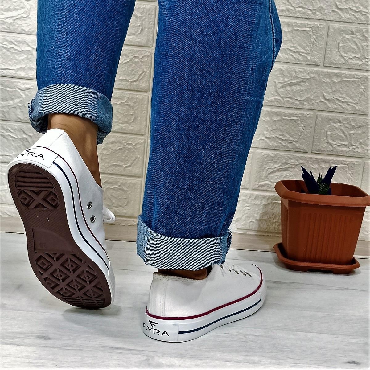 Fiyra 554 Beyaz Kısa Unisex Sneaker Keten Spor Ayakkabı