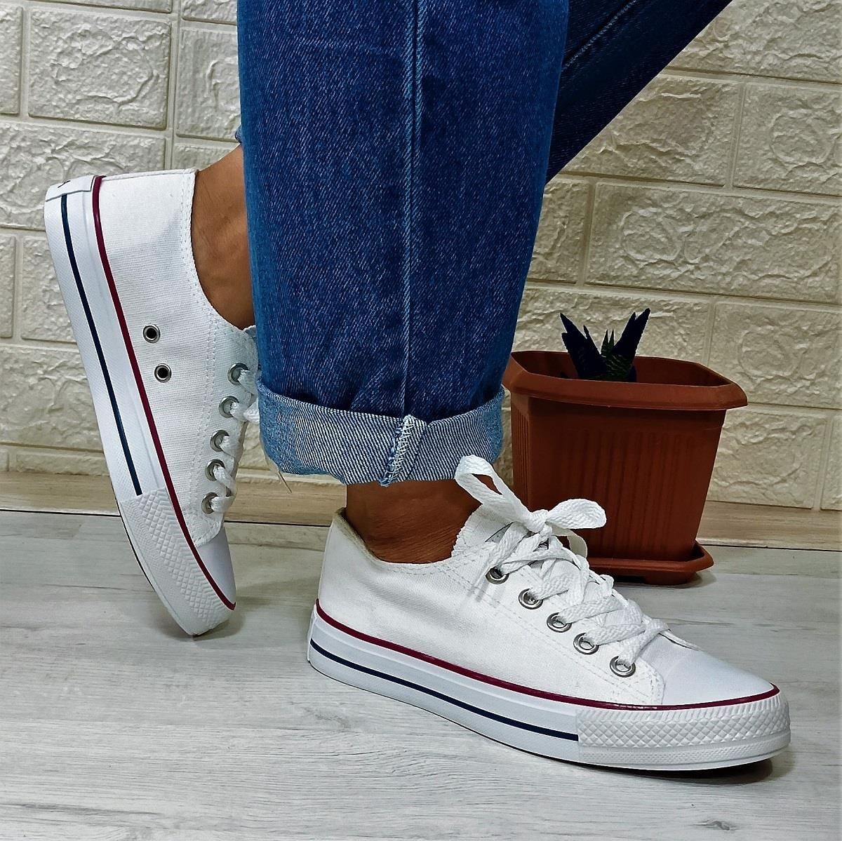 Fiyra 554 Beyaz Kısa Unisex Sneaker Keten Spor Ayakkabı