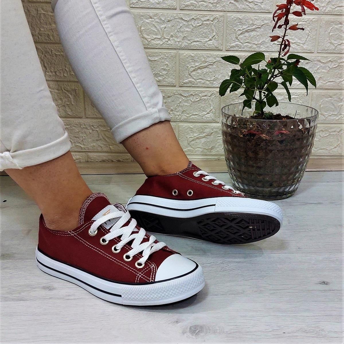 Fiyra 554 Bordo Kısa Unisex Sneaker Keten Spor Ayakkabı