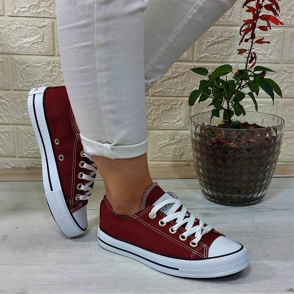 Fiyra 554 Bordo Kısa Unisex Sneaker Keten Spor Ayakkabı