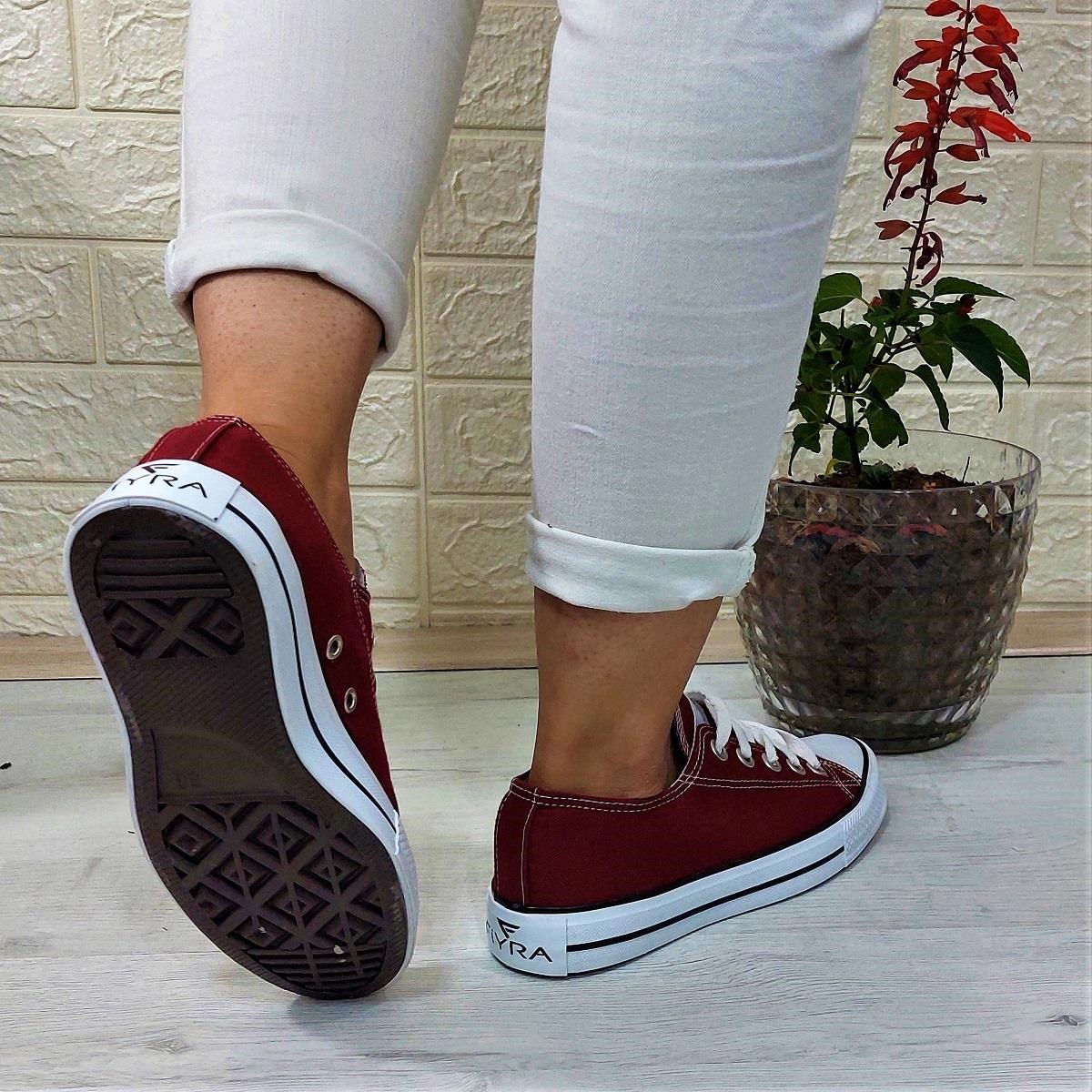 Fiyra 554 Bordo Kısa Unisex Sneaker Keten Spor Ayakkabı
