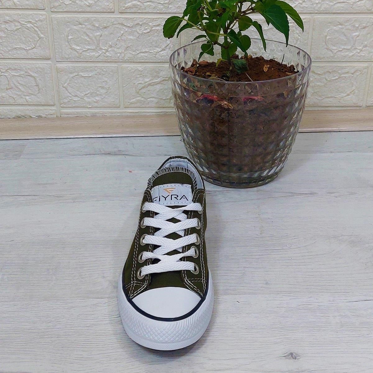 Fiyra 554 Haki Kısa Unisex Sneaker Keten Spor Ayakkabı