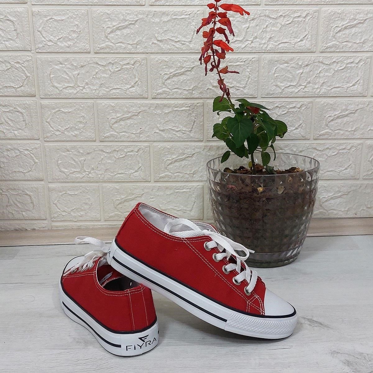 Fiyra 554 Kırmızı Kısa Unisex Sneaker Keten Spor Ayakkabı