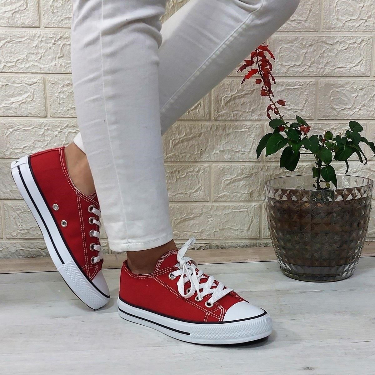 Fiyra 554 Kırmızı Kısa Unisex Sneaker Keten Spor Ayakkabı