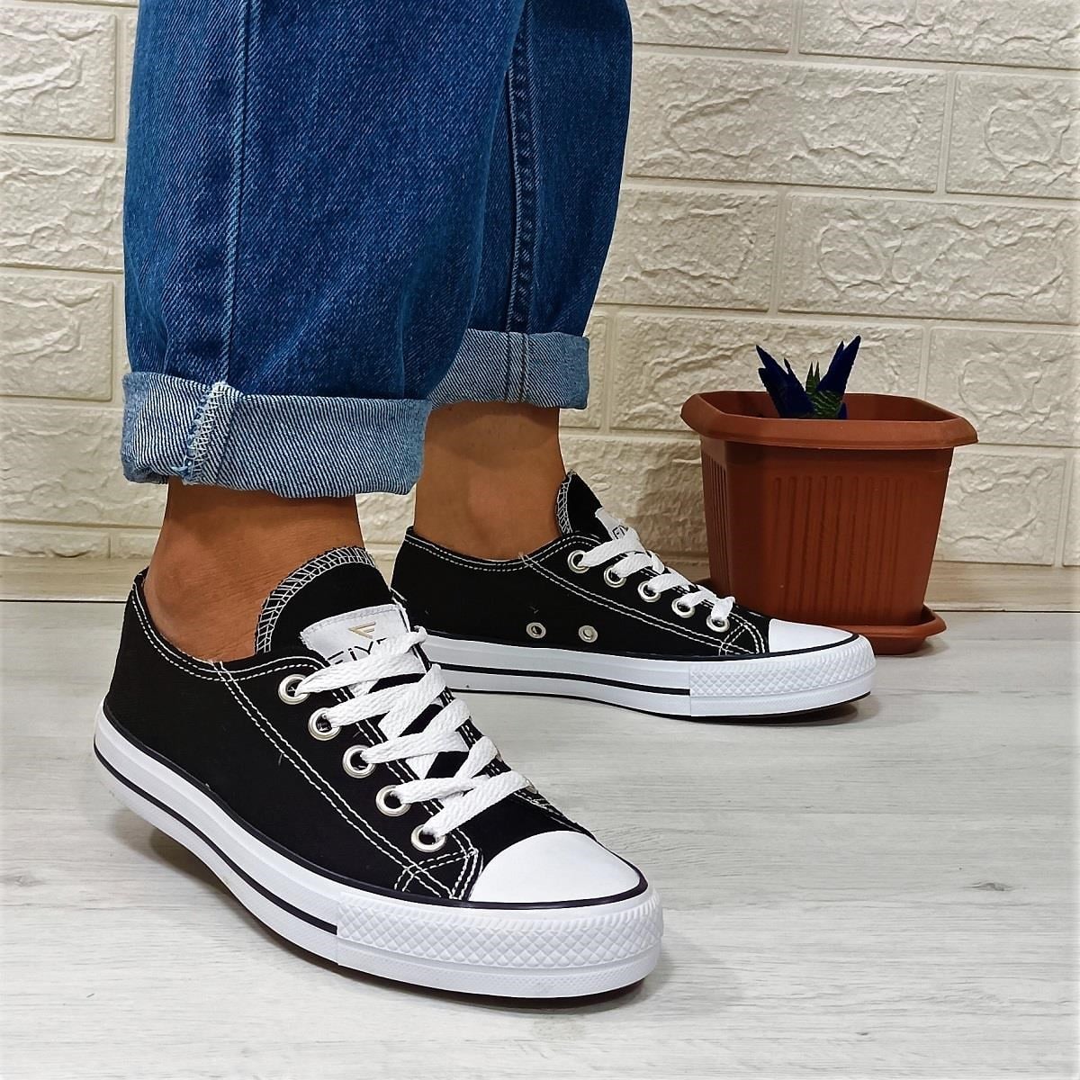 Fiyra 554 Siyah-Beyaz Kısa Unisex Sneaker Keten Spor Ayakkabı