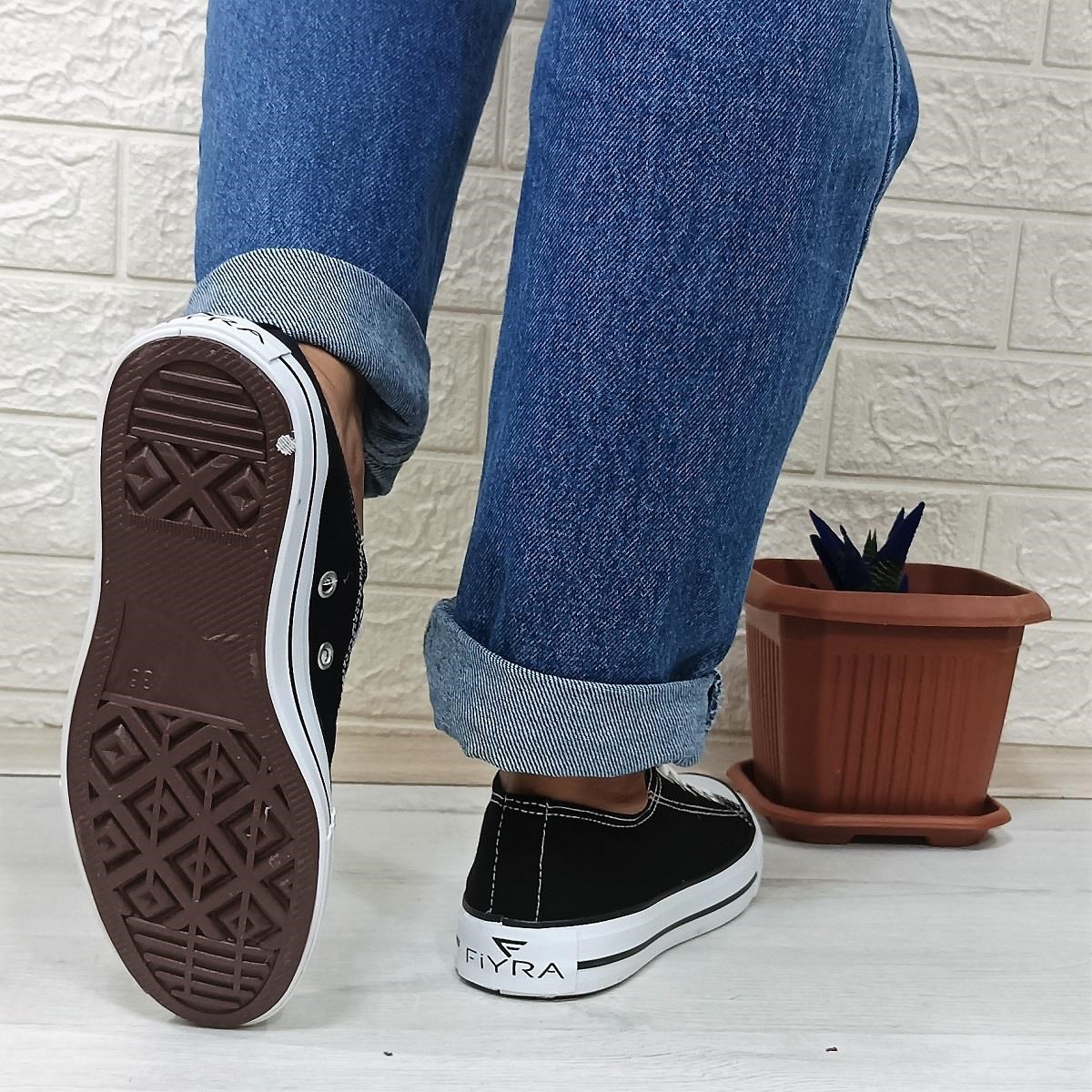Fiyra 554 Siyah-Beyaz Kısa Unisex Sneaker Keten Spor Ayakkabı