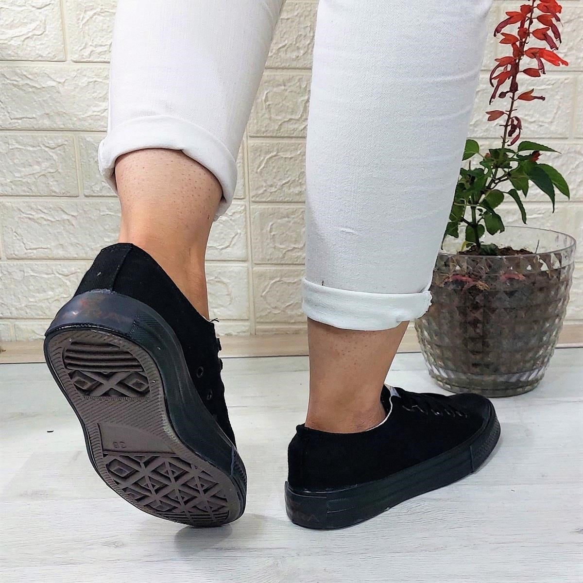 Fiyra 554 Siyah-Siyah Kısa Unisex Sneaker Keten Spor Ayakkabı