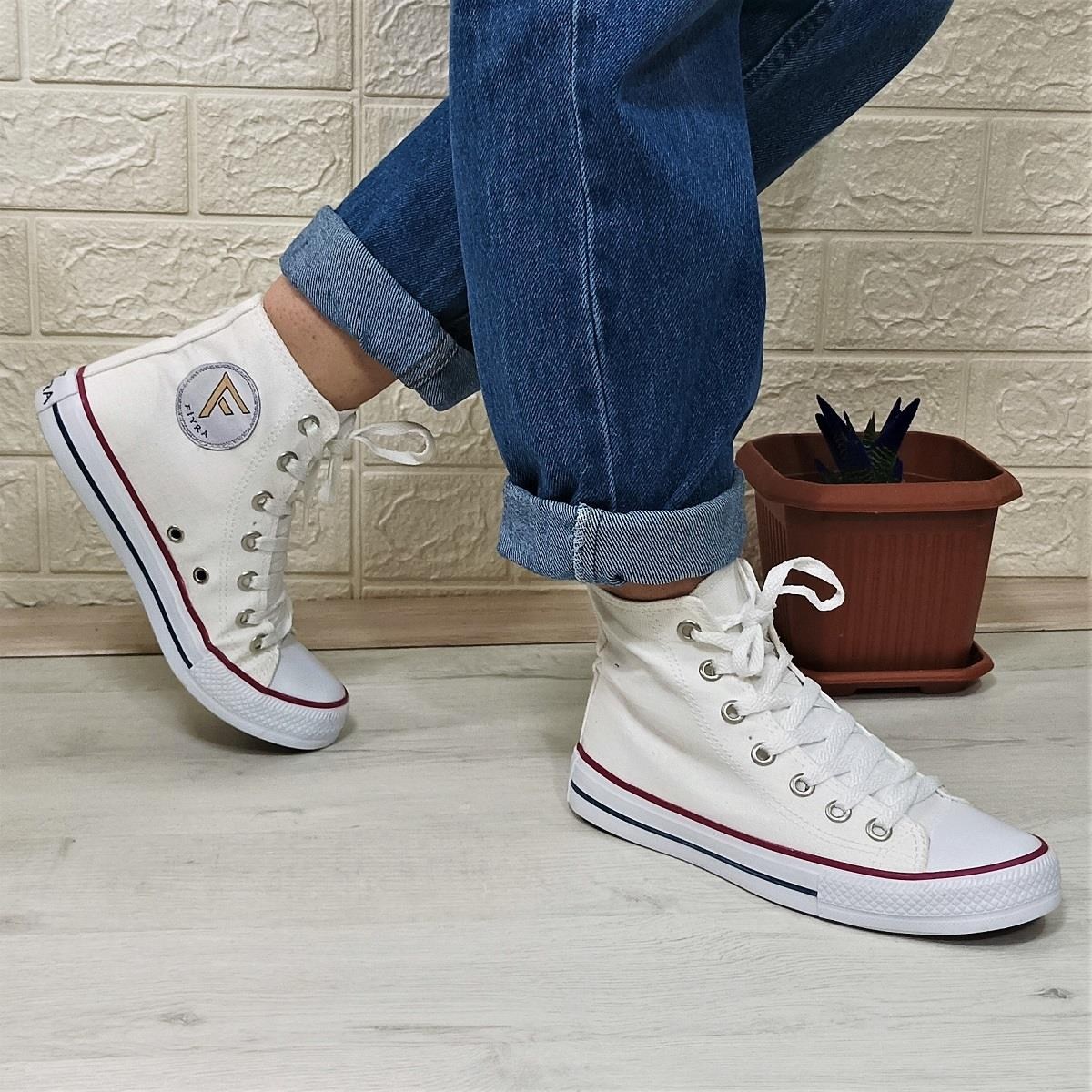 Fiyra 555 Beyaz Uzun Unisex Sneaker Keten Spor Ayakkabı