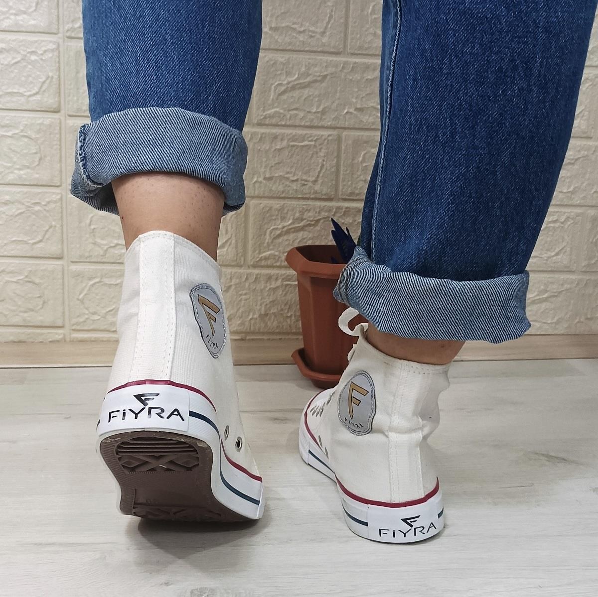 Fiyra 555 Beyaz Uzun Unisex Sneaker Keten Spor Ayakkabı