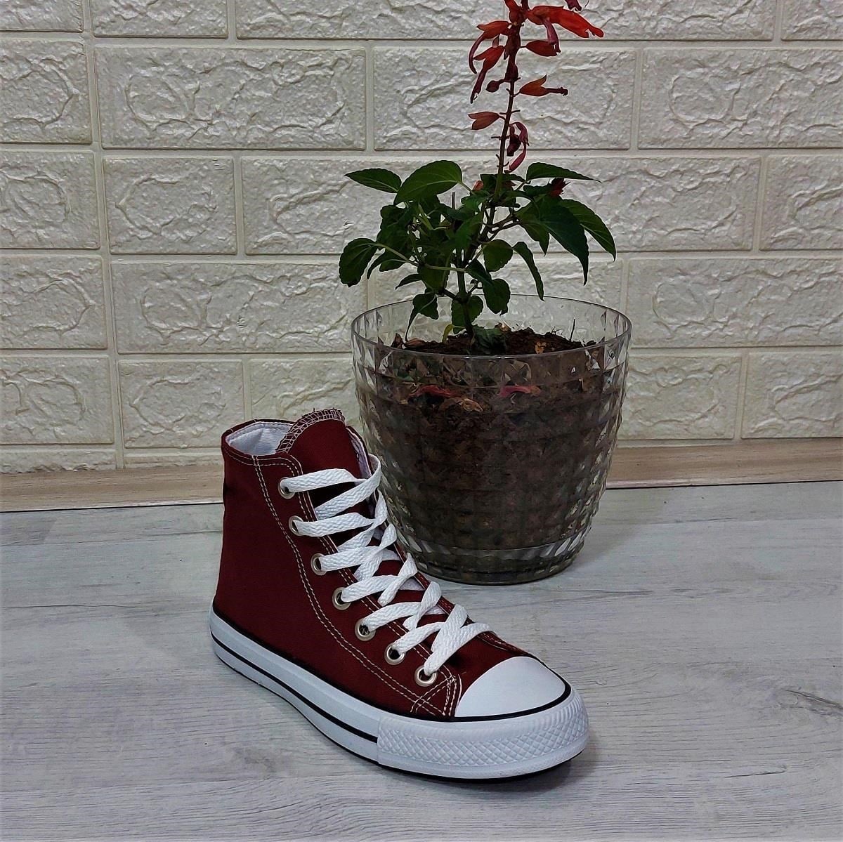 Fiyra 555 Bordo Uzun Unisex Sneaker Keten Spor Ayakkabı