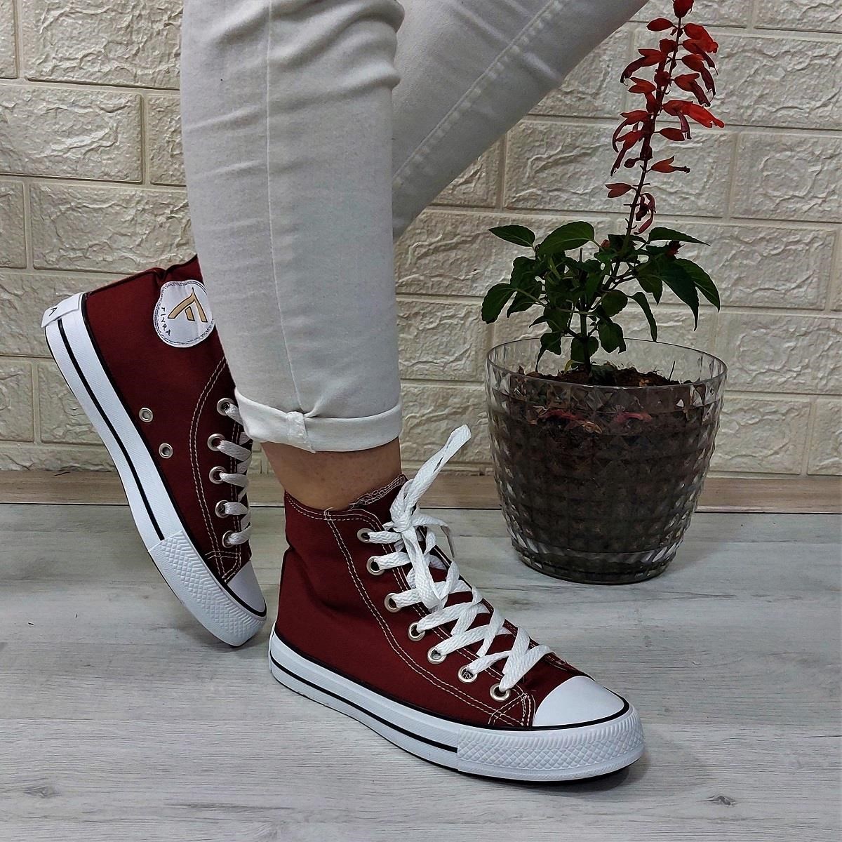 Fiyra 555 Bordo Uzun Unisex Sneaker Keten Spor Ayakkabı