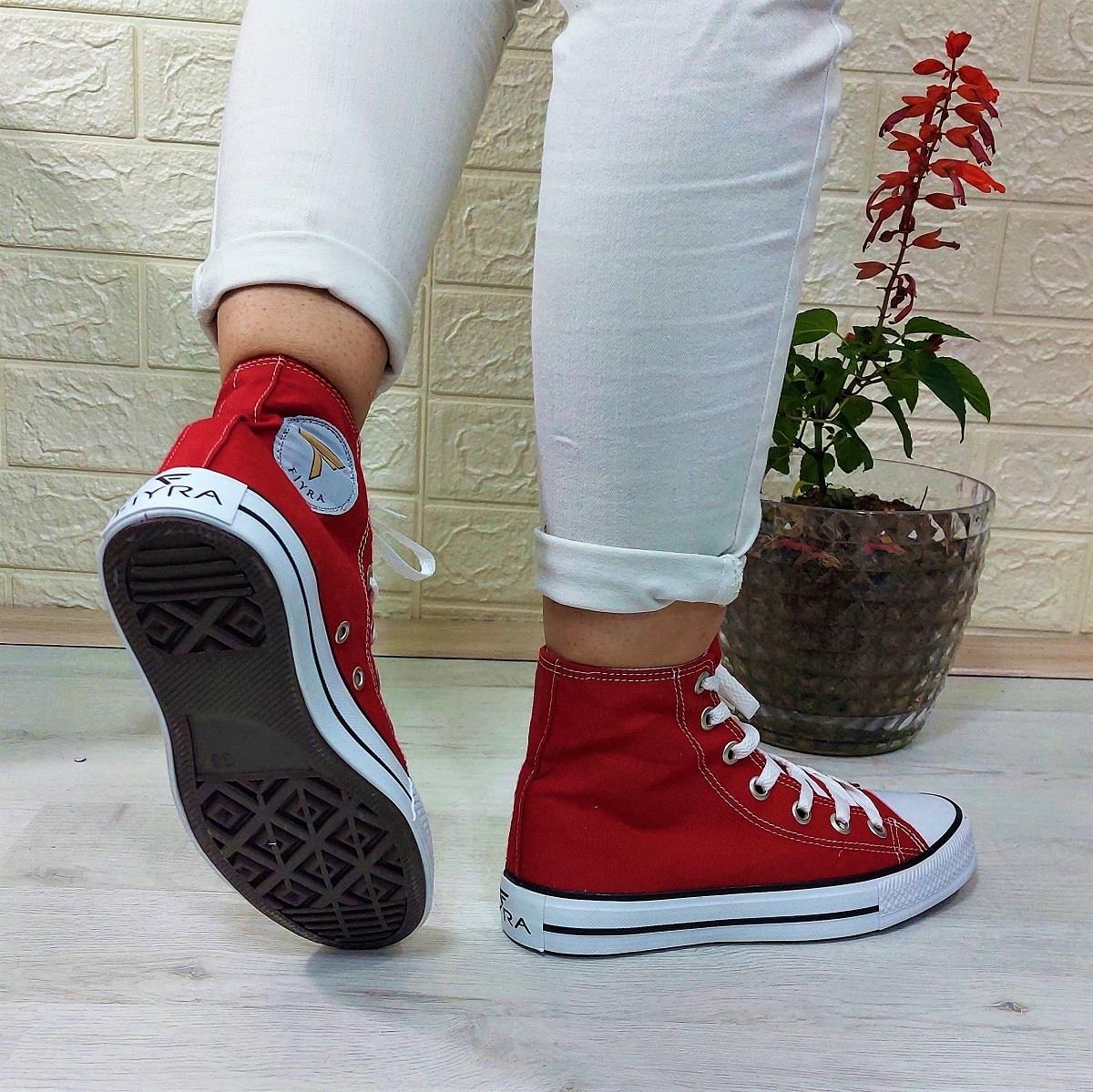 Fiyra 555 Kırmızı Uzun Unisex Sneaker Keten Spor Ayakkabı