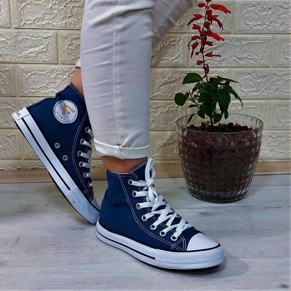 Fiyra 555 Kot Mavi Uzun Unisex Sneaker Keten Spor Ayakkabı