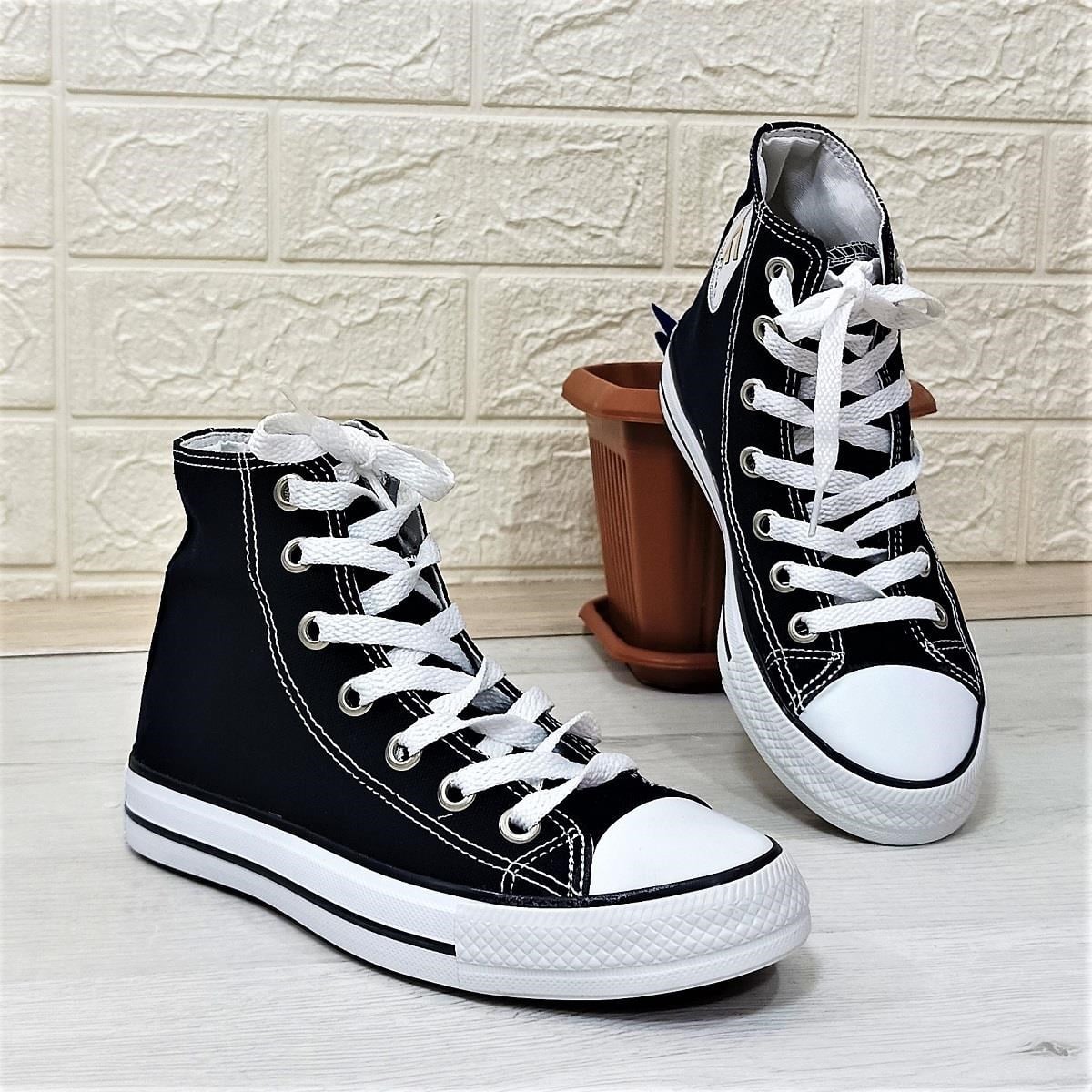 Fiyra 555 Siyah-Beyaz Uzun Unisex Sneaker Keten Spor Ayakkabı