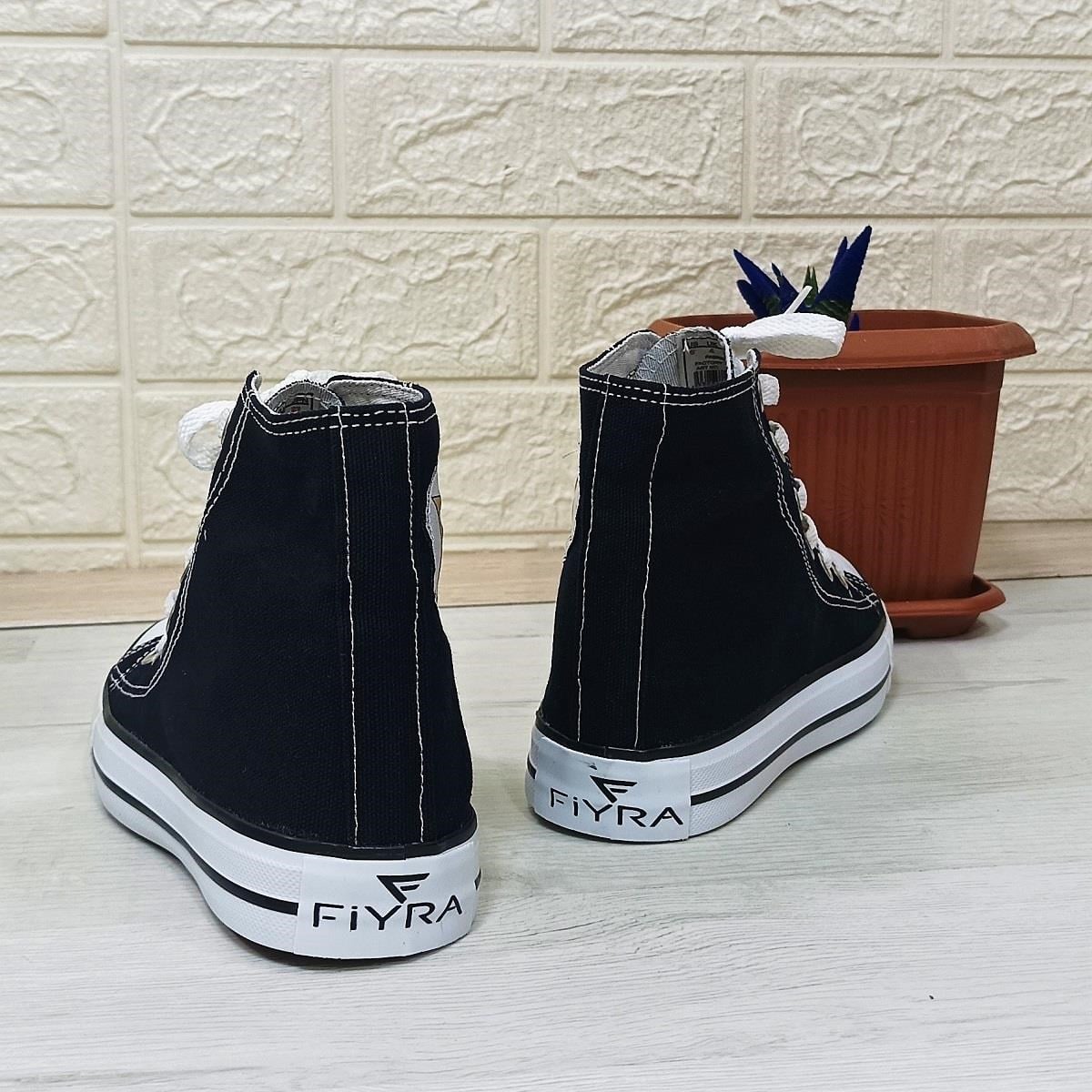 Fiyra 555 Siyah-Beyaz Uzun Unisex Sneaker Keten Spor Ayakkabı