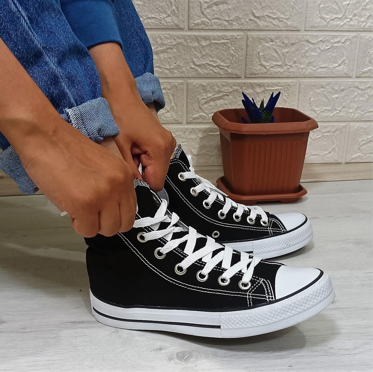 Fiyra 555 Siyah-Beyaz Uzun Unisex Sneaker Keten Spor Ayakkabı