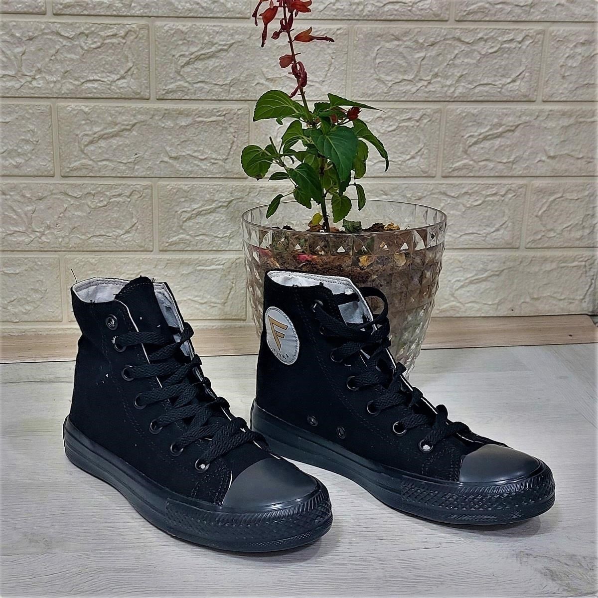 Fiyra 555 Siyah-Siyah Uzun Unisex Sneaker Keten Spor Ayakkabı