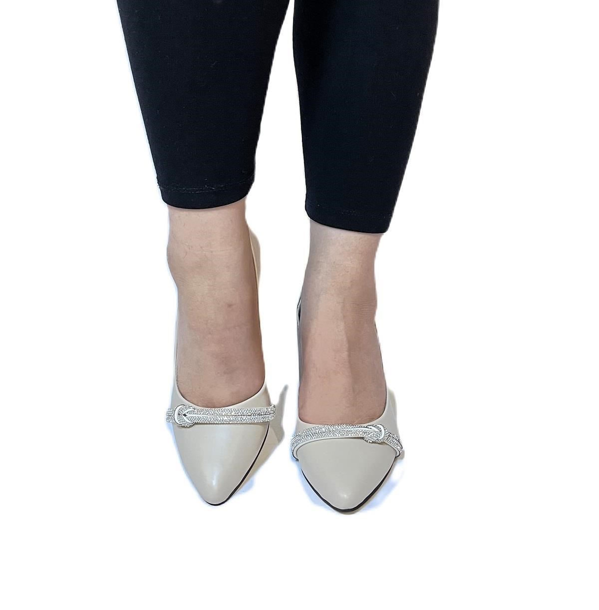 Fiyra 7051 nml Bej Taşlı Kadeh 7cm Topuklu Bayan Stiletto Ayakkabı