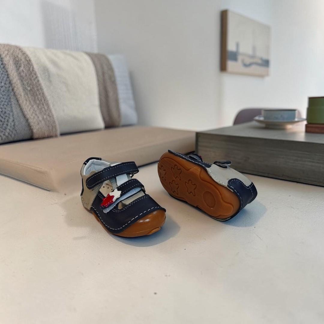 Fiyra 8060 Laci-Gri İlk Adım Hakiki Deri Bebe erkek Çocuk Ayakkabı