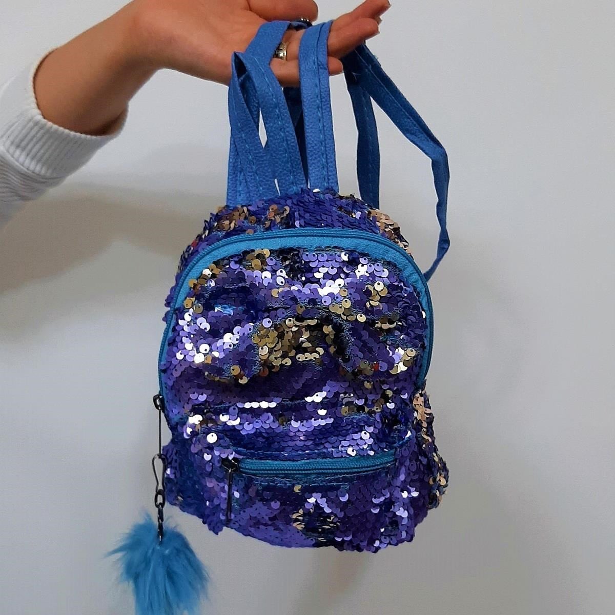 Fiyra crn Bebe Mavi Pullu Kız Çocuk Sırt Çantası (16cmx20cmx10cm)