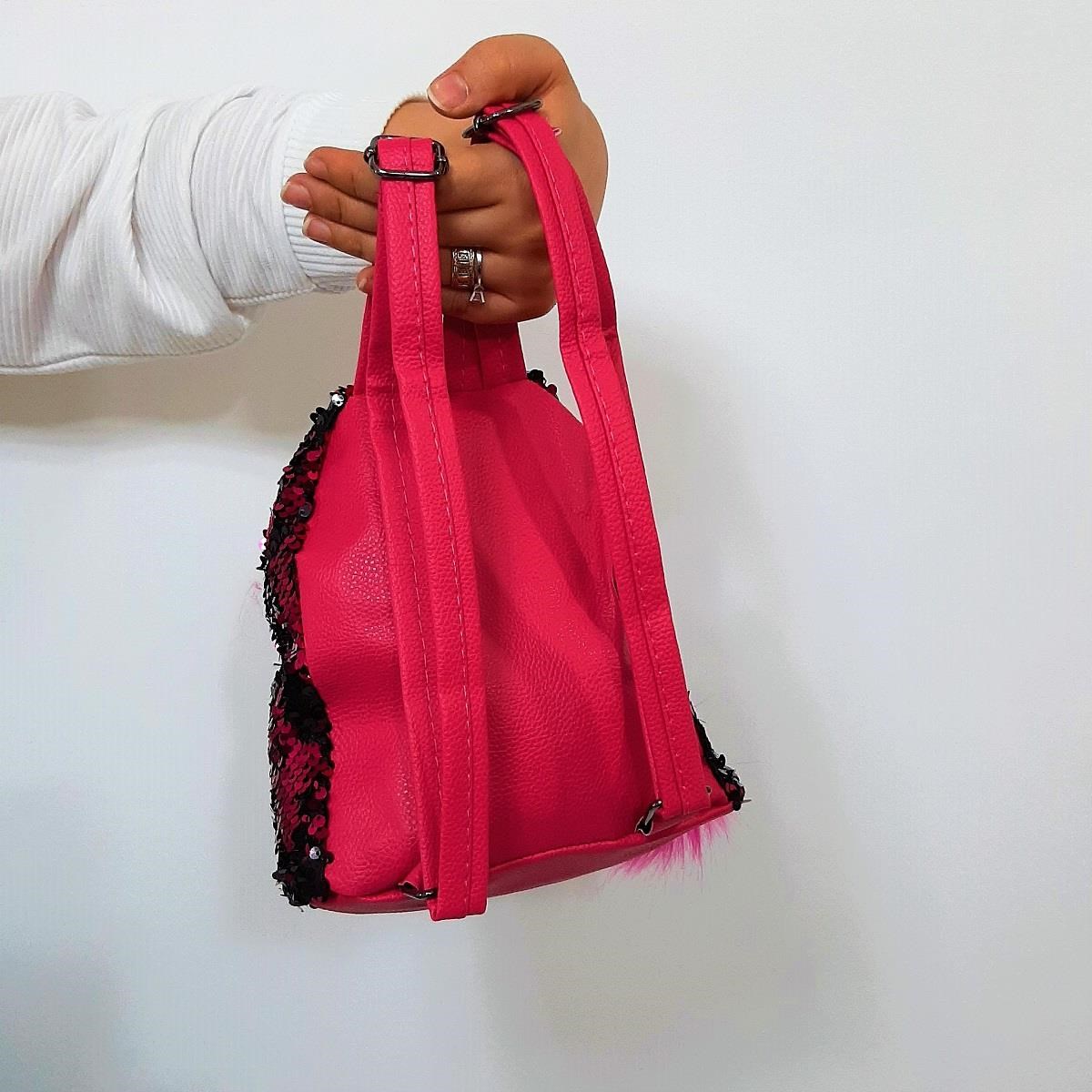 Fiyra crn Fuşya Pullu Kız Çocuk Sırt Çantası (16cmx20cmx10cm)