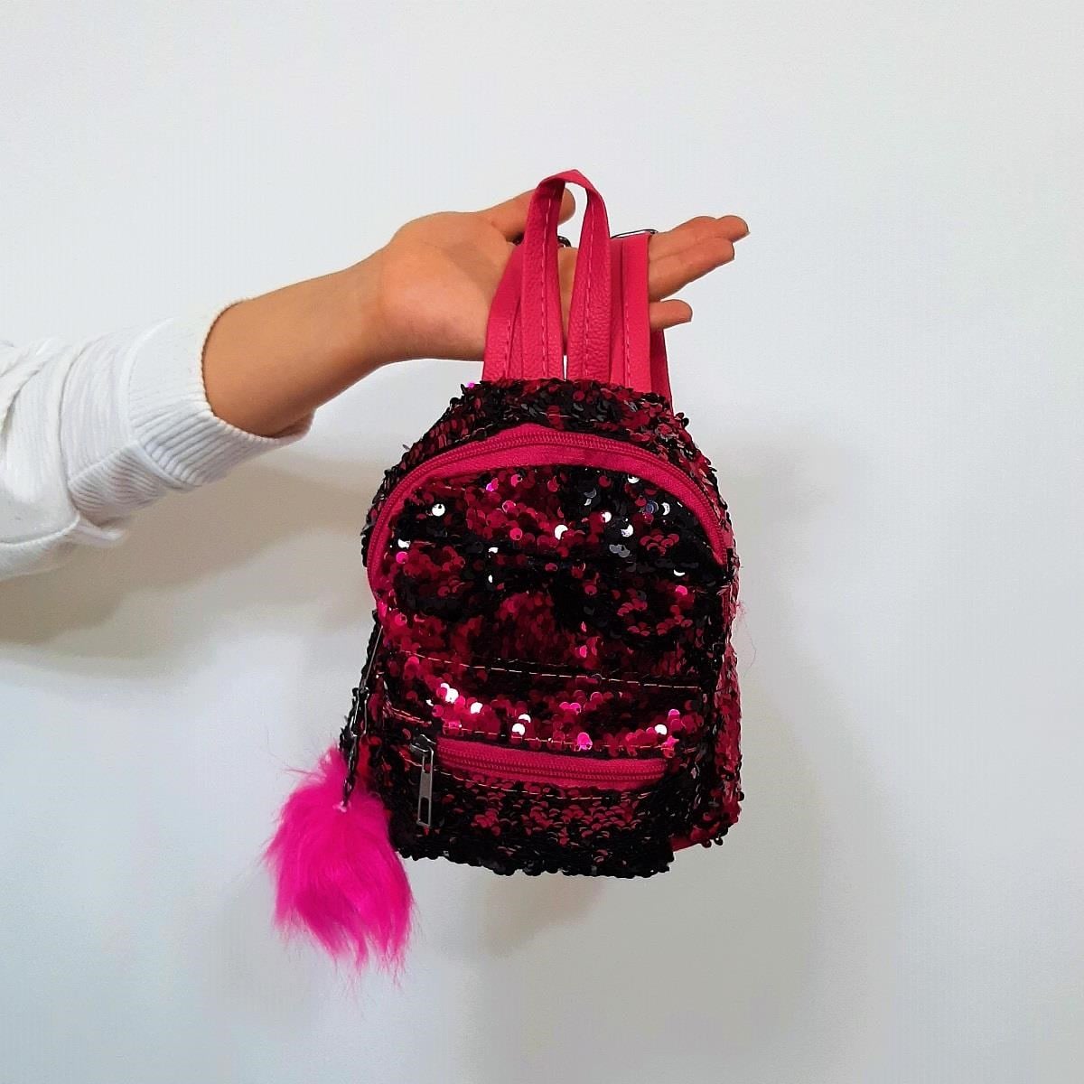 Fiyra crn Fuşya Pullu Kız Çocuk Sırt Çantası (16cmx20cmx10cm)