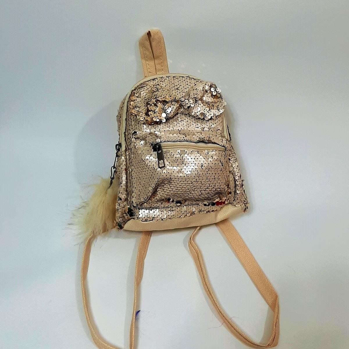 Fiyra crn Krem Pullu Kız Çocuk Sırt Çantası (16cmx20cmx10cm)