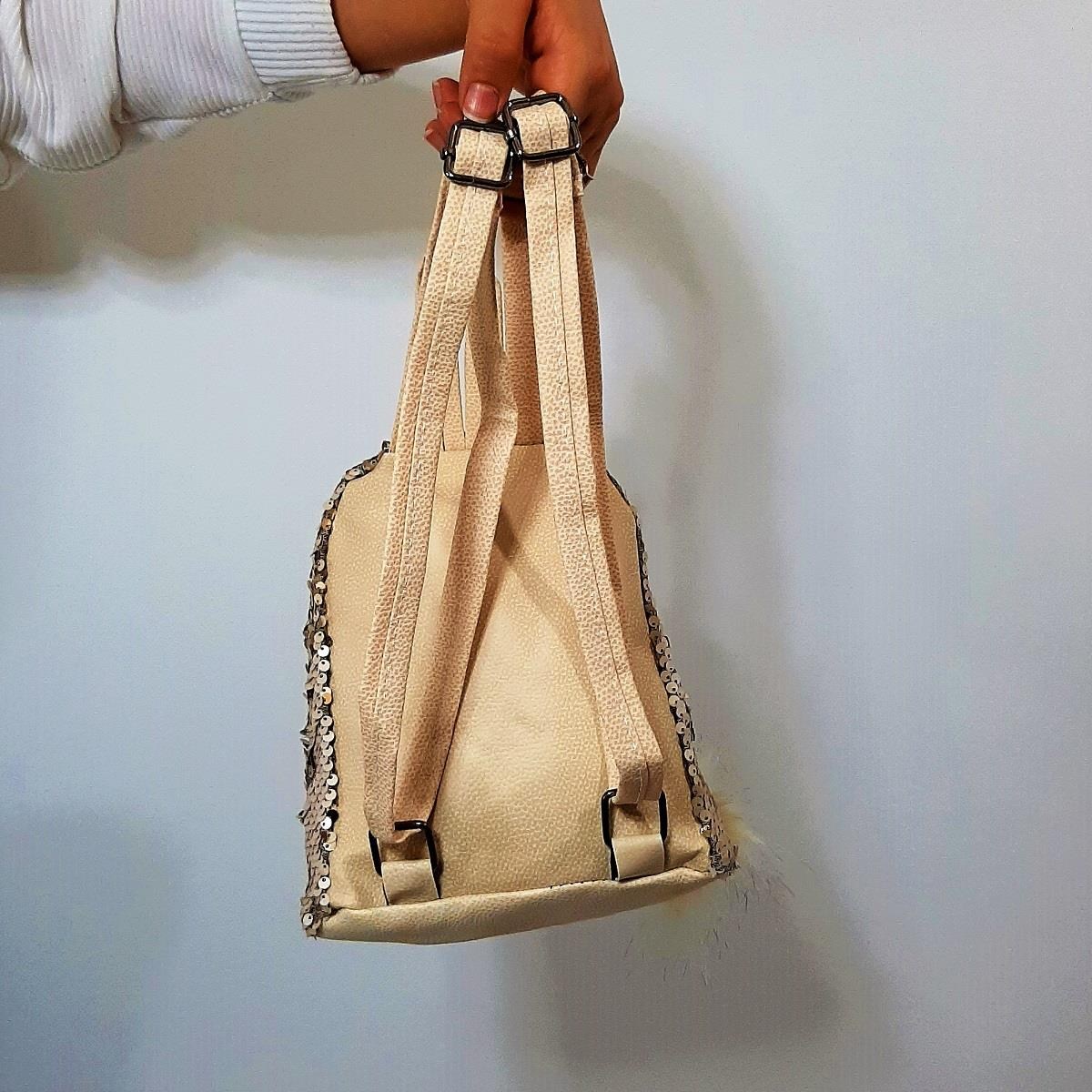Fiyra crn Krem Pullu Kız Çocuk Sırt Çantası (16cmx20cmx10cm)
