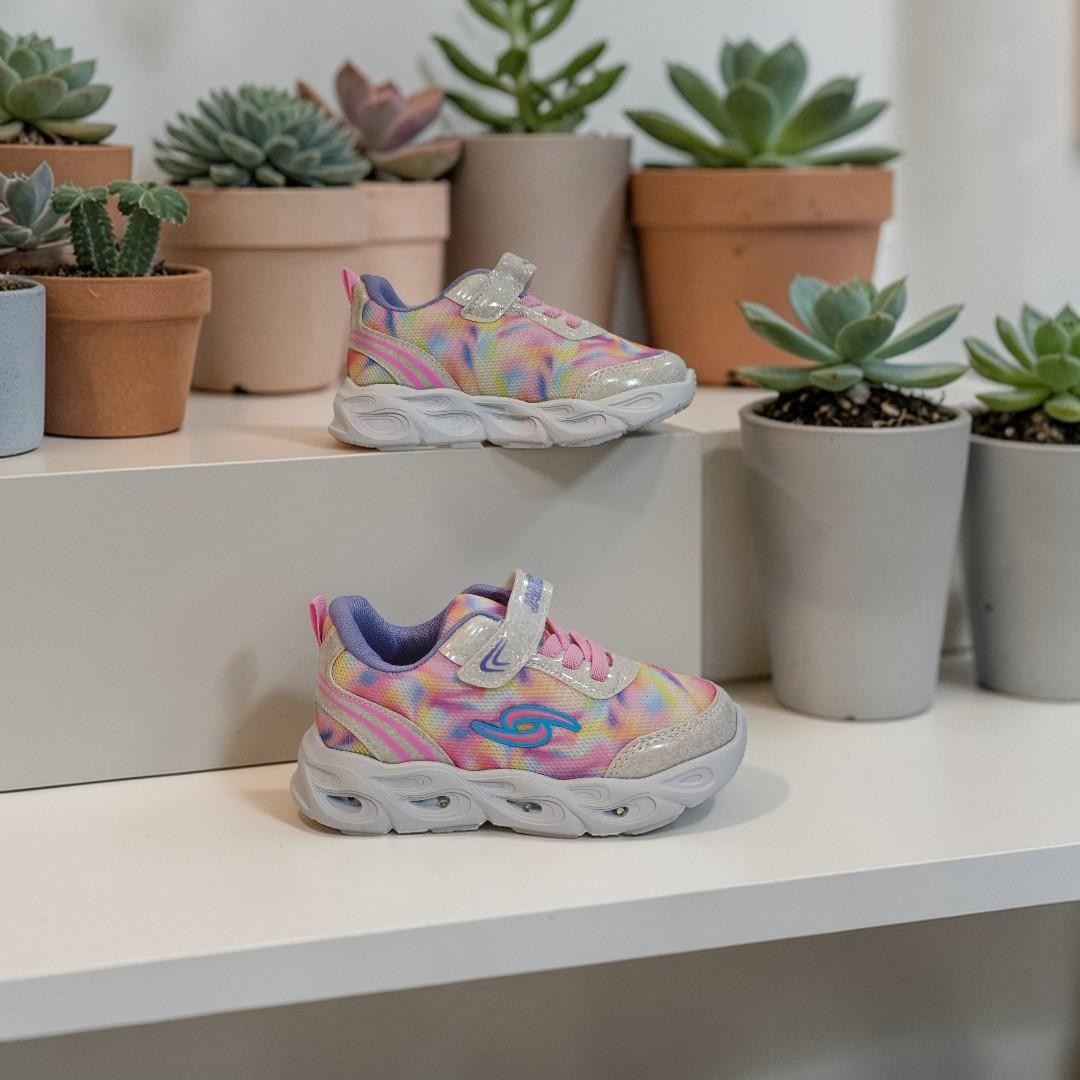 Jamix 125p Pembe-Beyaz Işıklı Cırtlı Kız Çocuk Spor Ayakkabı