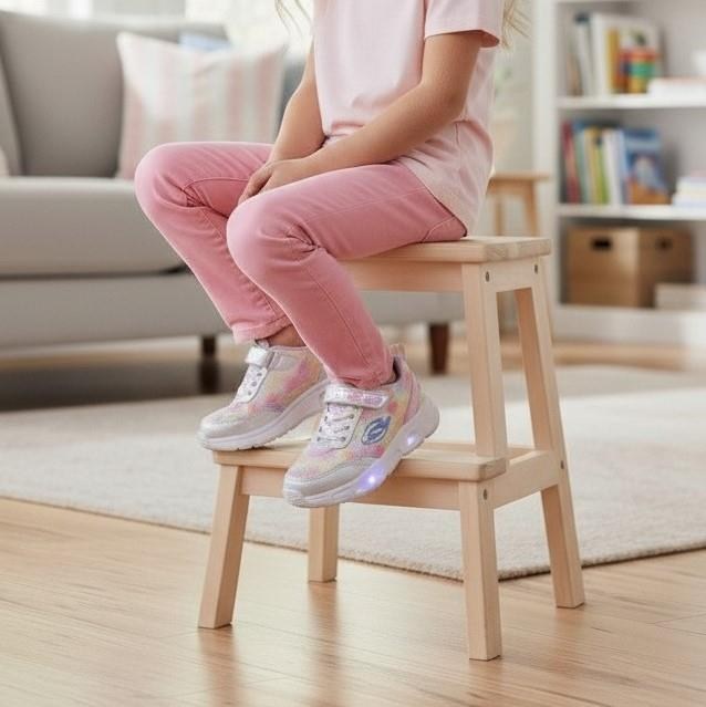 Jamix 125p Pembe-Beyaz Işıklı Cırtlı Kız Çocuk Spor Ayakkabı
