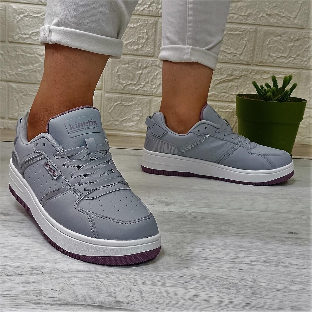 Kinetix Enner Pu Gri-Beyaz-Gülkurusu Fuspetli  Sneaker Spor Ayakkabı
