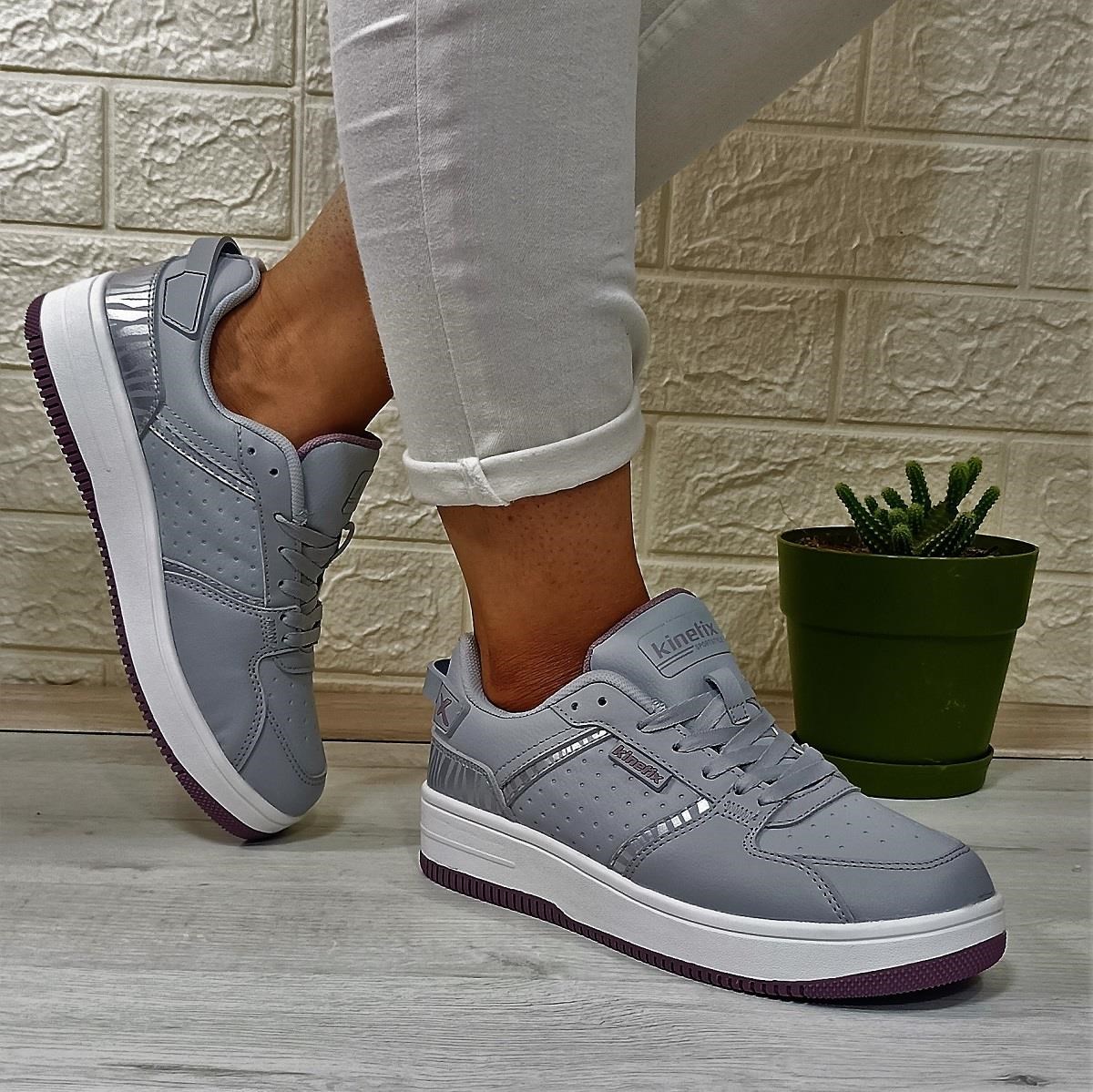 Kinetix Enner Pu Gri-Beyaz-Gülkurusu Fuspetli  Sneaker Spor Ayakkabı